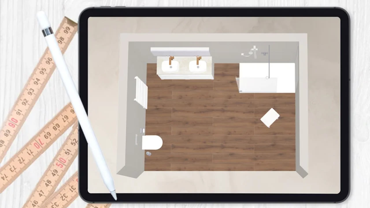Adviseur en klant bekijken een ontwerp in de showroom